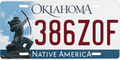 OK license plate 386ZOF
