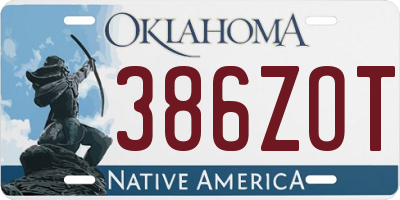 OK license plate 386ZOT