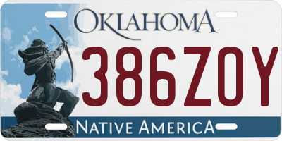 OK license plate 386ZOY