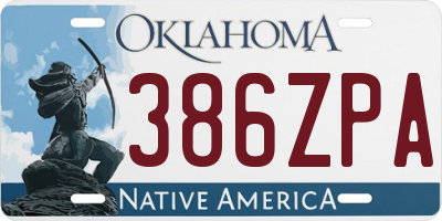 OK license plate 386ZPA