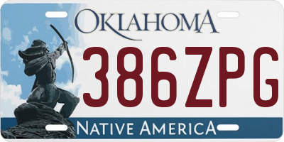 OK license plate 386ZPG