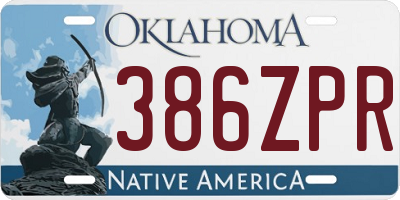 OK license plate 386ZPR