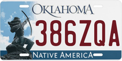 OK license plate 386ZQA