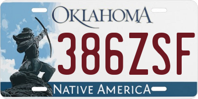 OK license plate 386ZSF