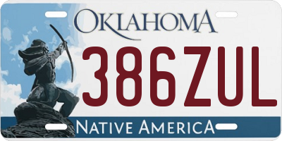 OK license plate 386ZUL