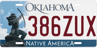 OK license plate 386ZUX