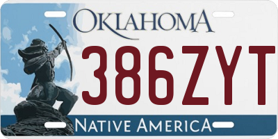 OK license plate 386ZYT