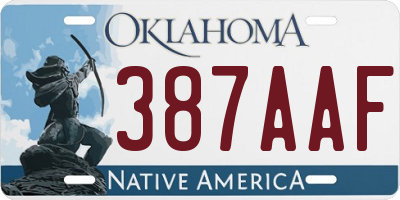 OK license plate 387AAF