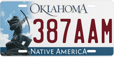 OK license plate 387AAM