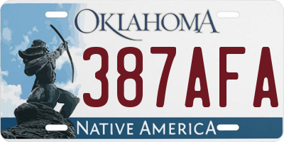 OK license plate 387AFA