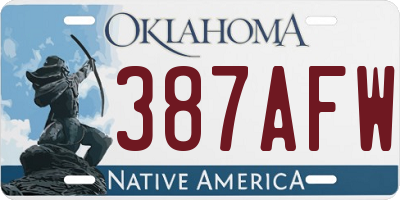 OK license plate 387AFW