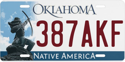 OK license plate 387AKF
