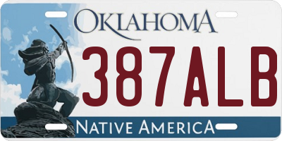 OK license plate 387ALB