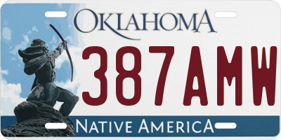 OK license plate 387AMW