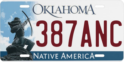 OK license plate 387ANC