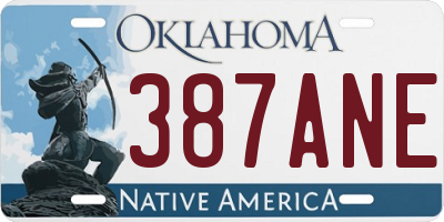 OK license plate 387ANE