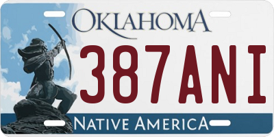 OK license plate 387ANI