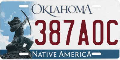 OK license plate 387AOC