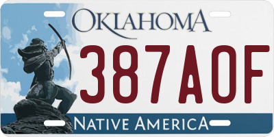 OK license plate 387AOF