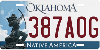 OK license plate 387AOG