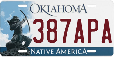 OK license plate 387APA