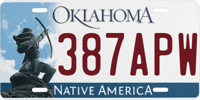 OK license plate 387APW