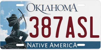 OK license plate 387ASL