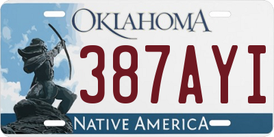 OK license plate 387AYI