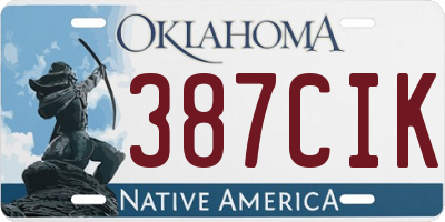 OK license plate 387CIK