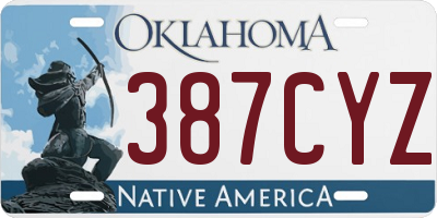 OK license plate 387CYZ