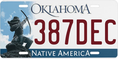 OK license plate 387DEC