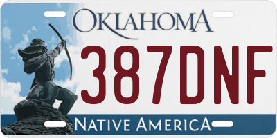 OK license plate 387DNF