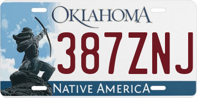OK license plate 387ZNJ