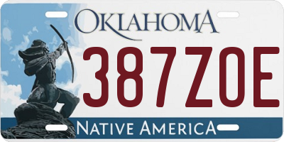 OK license plate 387ZOE