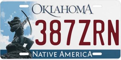 OK license plate 387ZRN