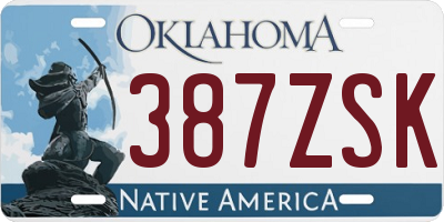 OK license plate 387ZSK