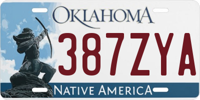 OK license plate 387ZYA