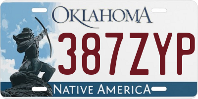 OK license plate 387ZYP