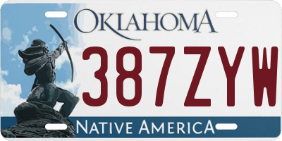 OK license plate 387ZYW