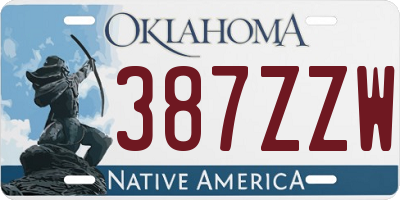 OK license plate 387ZZW