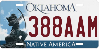 OK license plate 388AAM