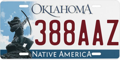 OK license plate 388AAZ
