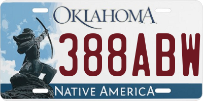 OK license plate 388ABW