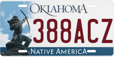 OK license plate 388ACZ