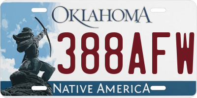 OK license plate 388AFW