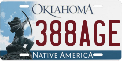 OK license plate 388AGE