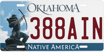 OK license plate 388AIN