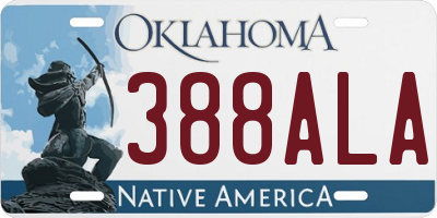 OK license plate 388ALA