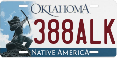 OK license plate 388ALK