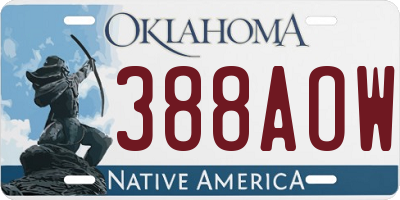 OK license plate 388AOW